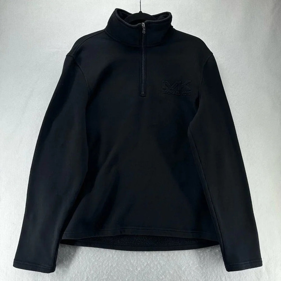 Michael Kors Tops - Michael Kors Sweatshirt Womens Sz L Fleece Lined 1/4 Zip Pullover Black